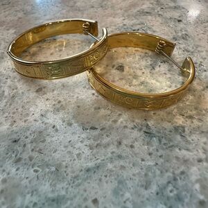 Avon Gold Engraved Hoop Earrings